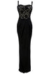 Black Lace Bustier Top Split Maxi Party Dress